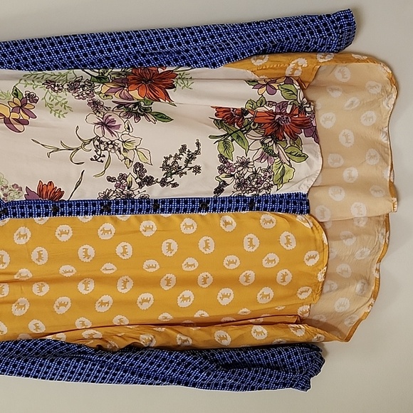 Anthropologie Preppy Maeve The Paz Button Down Colorful Patchwork Blouse Sz XLP - Picture 5 of 16